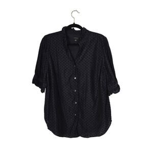 Ann Taylor Women's Embroidered Top Size Medium Black Whimsigoth Dark Academia